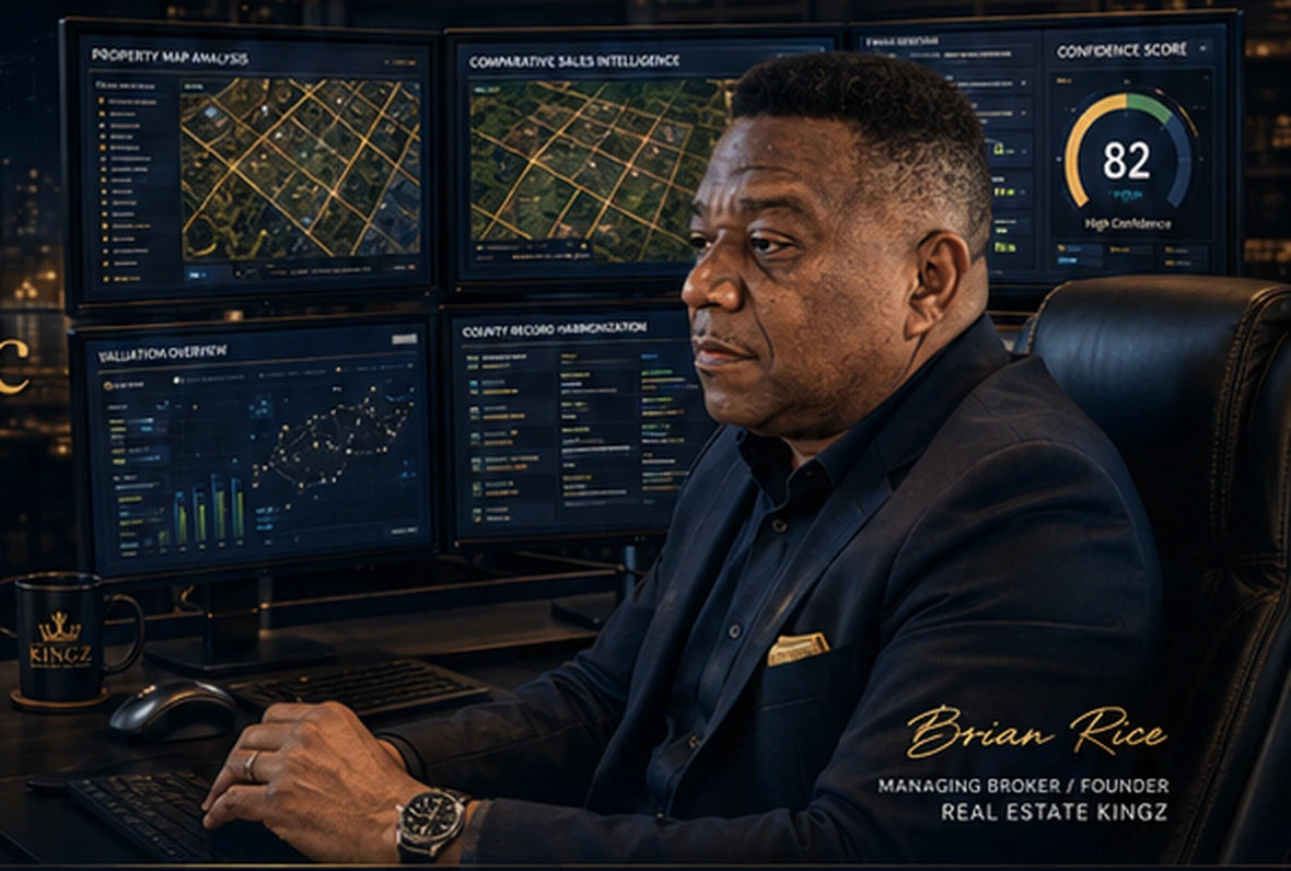 Brian Rice at the REK valuation intelligence workstation with signature and title